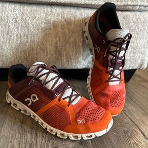 On Running Men's Cloudflow Orange/Burgundy Running Shoes, size 11.5